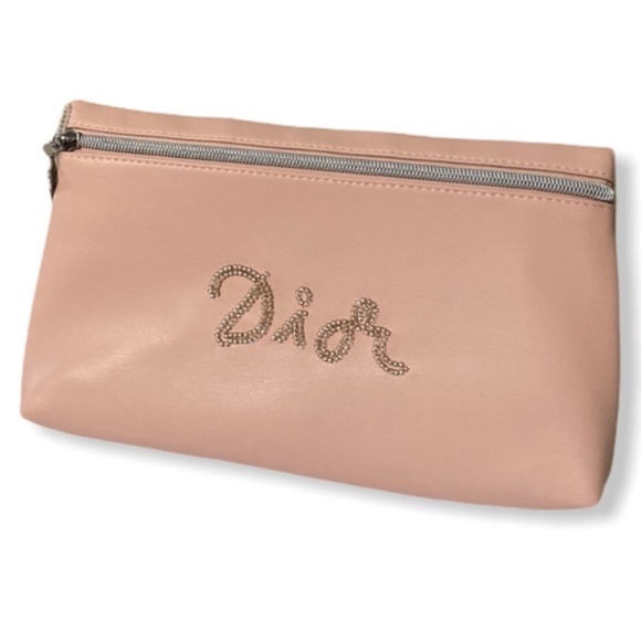 Dior Handbags - Dior Pink Jeweled Clutch Large Pouch Vegan Leather
